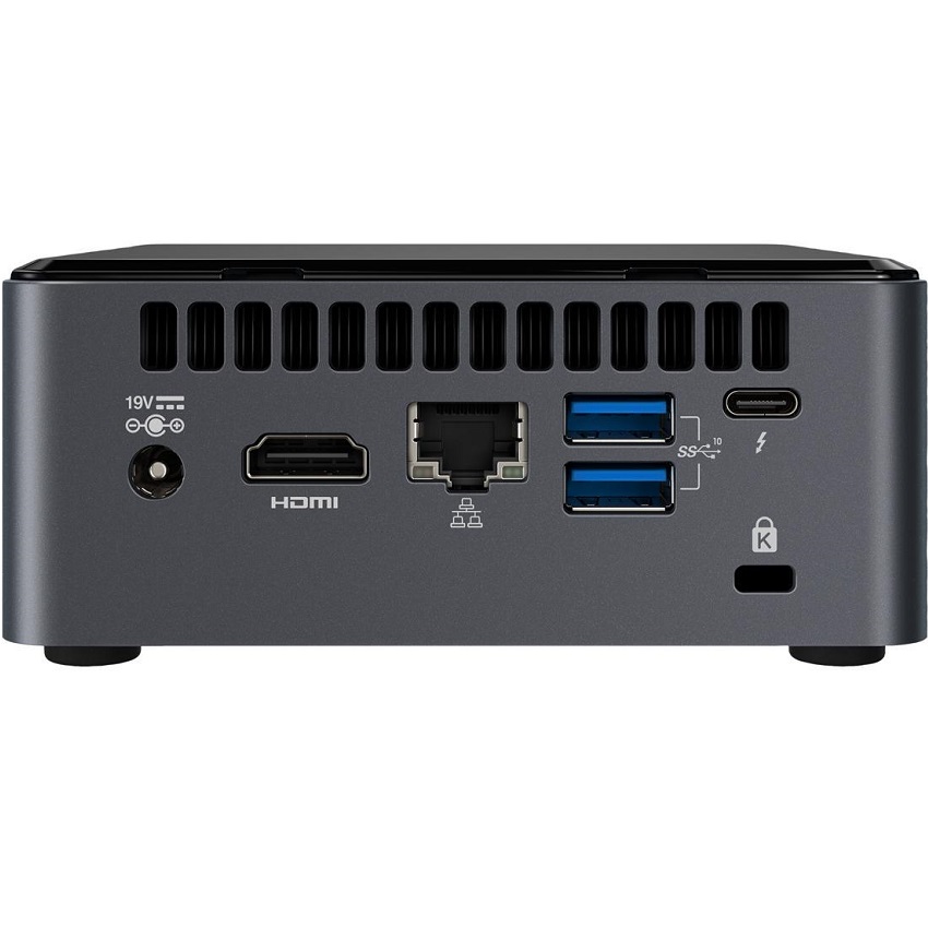 Máy tính Mini Intel NUC NUC10i3FNHN 99AHVZ đi kèm với các cổng kết nối đa dạng, bao gồm 3 cổng USB 3.2 Gen 2 (3.1 Gen 2) Type-A và 2 cổng USB 3.2 Gen 2 (3.1 Gen 2) Type-C.