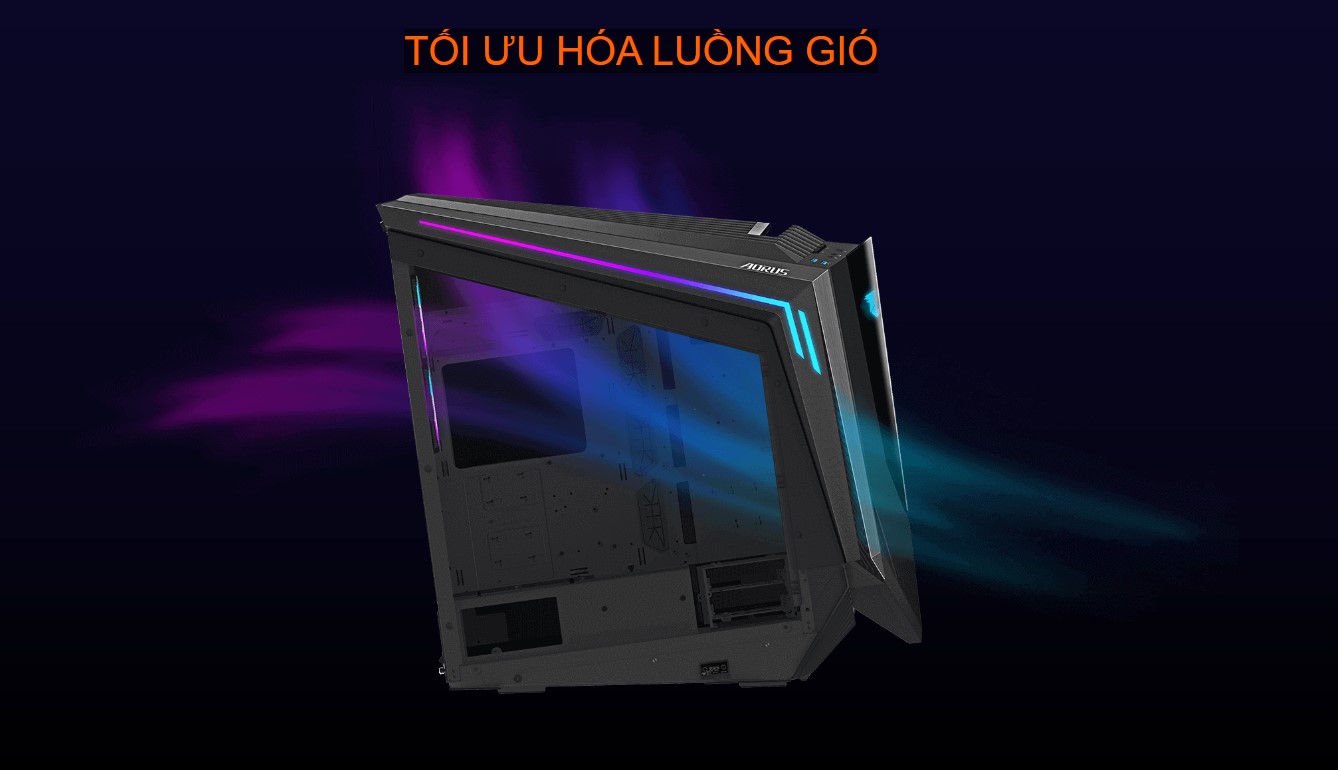 Gigabyte Aorus C700 Glass hỗ trợ tối đa tản nhiệt lên đến 360mm ở phía trước