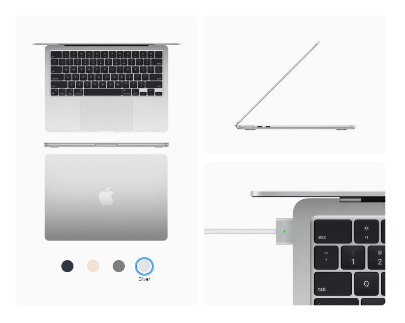 Laptop Apple Macbook Air M2 Z15W00051 được trang bị các cổng giao tiếp đa dạng như 1x Cổng sạc MagSafe 3