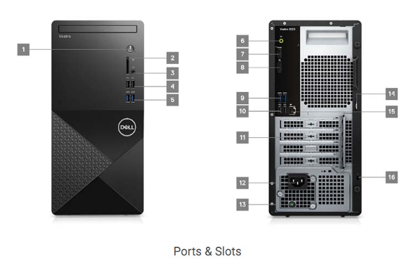 Dell Vostro 3020MT với thiết kế truyền thống vẫn với màu đen dễ dùng từ trước đến nay, hướng đến tính chuyên nghiệp và đáng tin cậy.