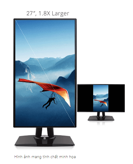 Màn hình ViewSonic VP2756-4K có thiết kế mỏng nhẹ, với viền siêu mỏng tạo cảm giác tinh tế và rộng rãi khi sử dụng đa màn hình.