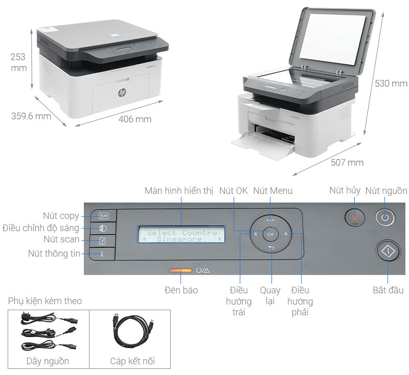Máy in laser HP 135A 4ZB82A không chỉ giới hạn ở việc in ấn, mà còn tích hợp chức năng copy và scan.