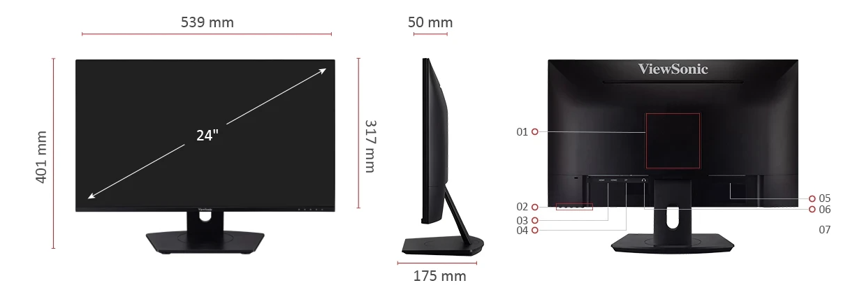 Màn hình ViewSonic VX2480-2K-SHD trang bị đầy đủ cổng giao tiếp như HDMI In (v 1.4) x2, DisplayPort In (v 1.2) x1, 3.5mm Audio Out x1, giúp bạn dễ dàng kết nối với các thiết bị khác nhau như máy tính, laptop, và loa ngoài.